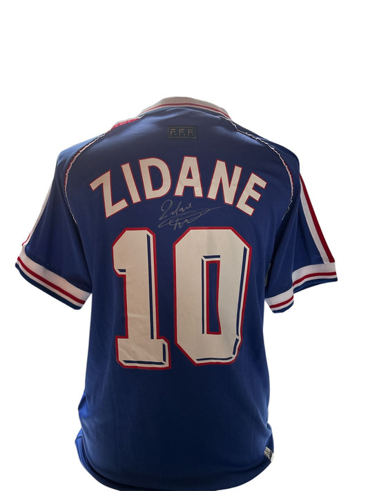 Zinédine Zidane gesigneerd Frankrijk WK 1998 shirt met echtheidscertificaat