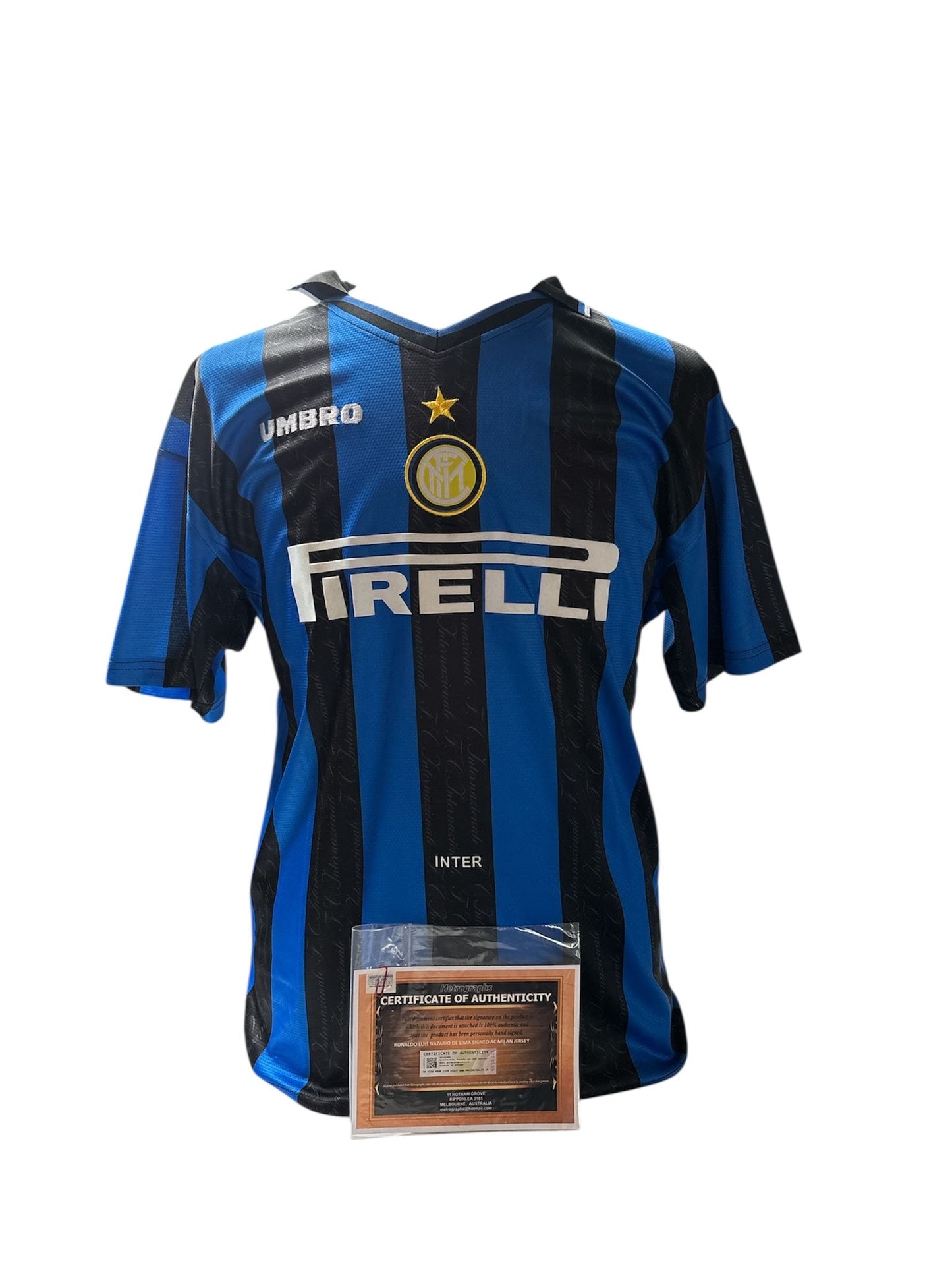 Ronaldo Lima gesigneerd Inter Milaan 1998-1999 shirt met echtheidscertificaat