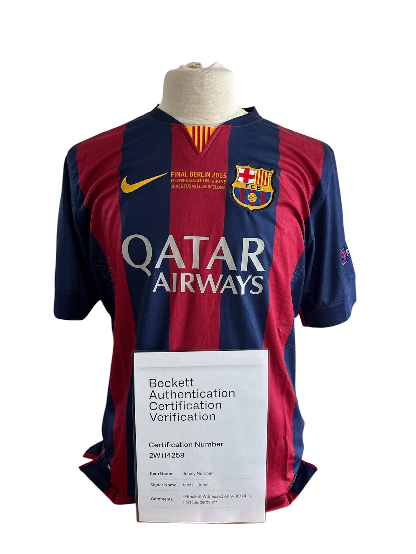 Lionel Messi gesigneerd FC Barcelona 2014-2015 shirt met certificaat