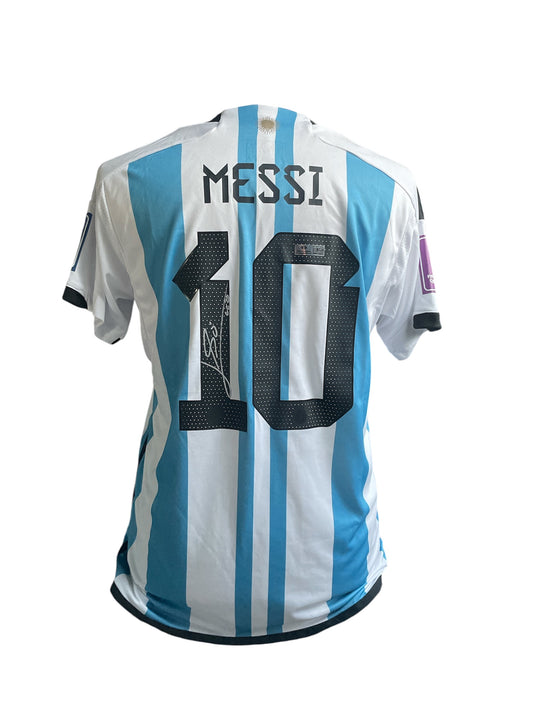 Lionel Messi gesigneerd Argentinië WK 2022 Finale shirt met certificaat