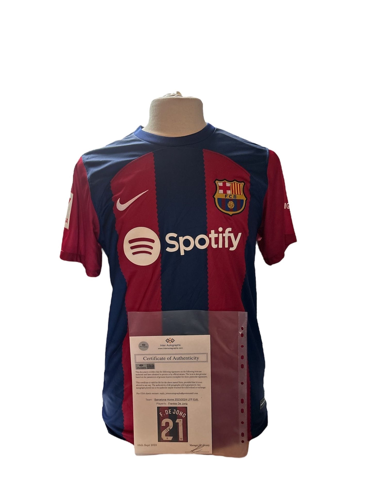 Frenkie de Jong gesigneerd Barcelona 2023-2024 met echtheidscertificaat