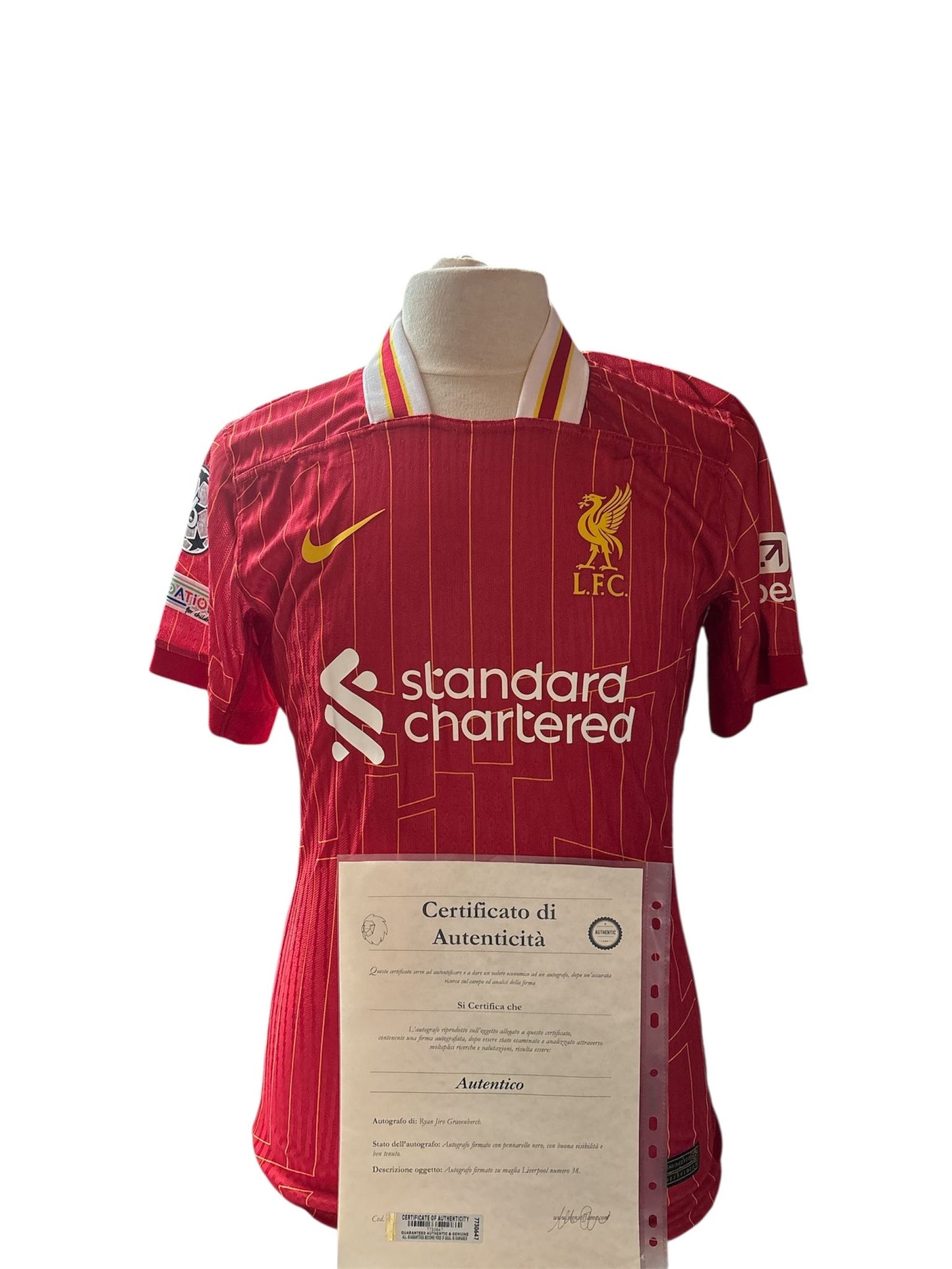 Ryan Gravenberch gesigneerd Liverpool 2024-2025 shirt met echtheidscertificaat