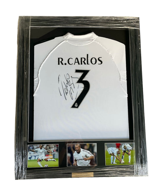 Gesigneerd en ingelijst Roberto Carlos Real Madrid 2005-2006 met certficaat