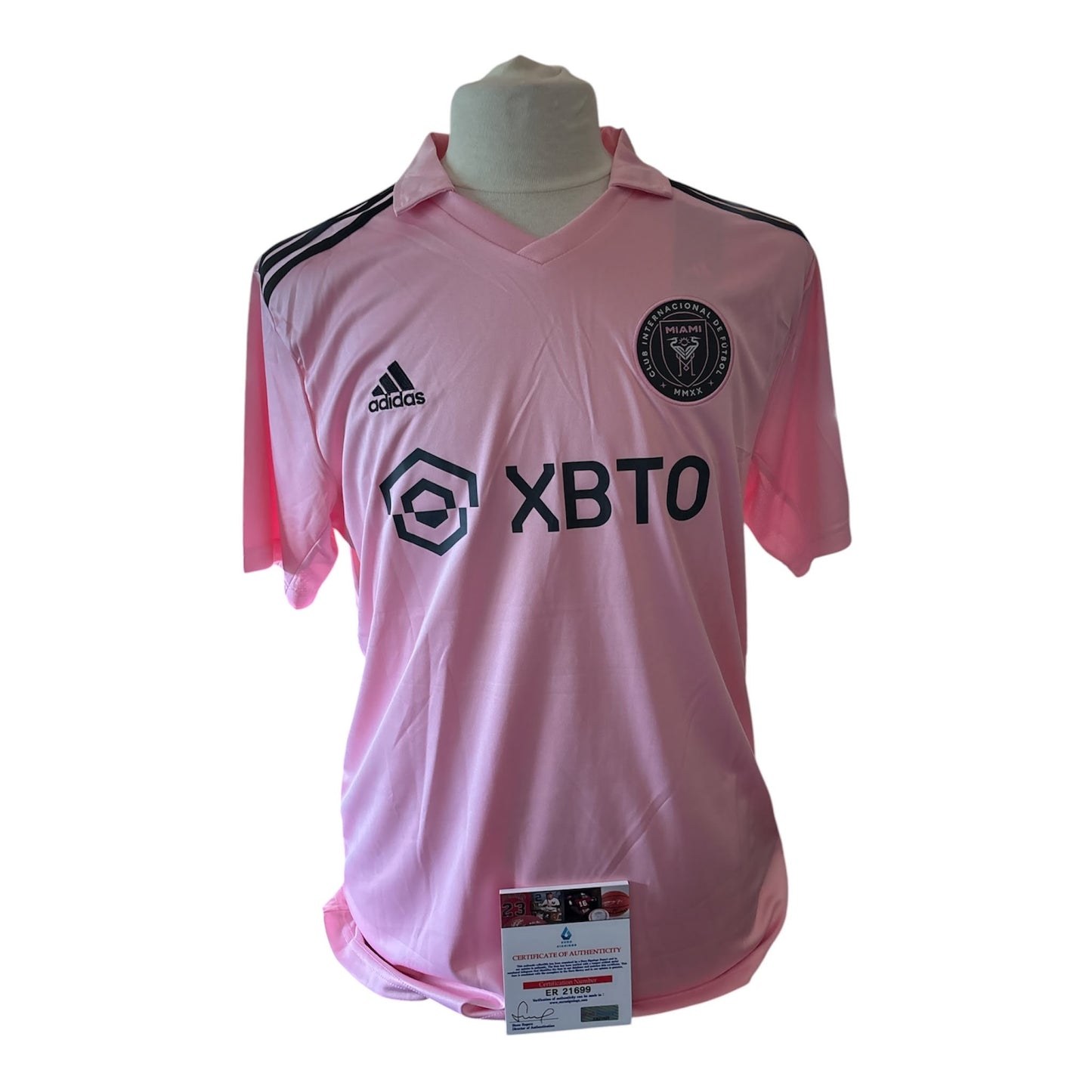 Lionel Messi gesigneerd Inter Miami thuisshirt 2023-2024 — detailfoto