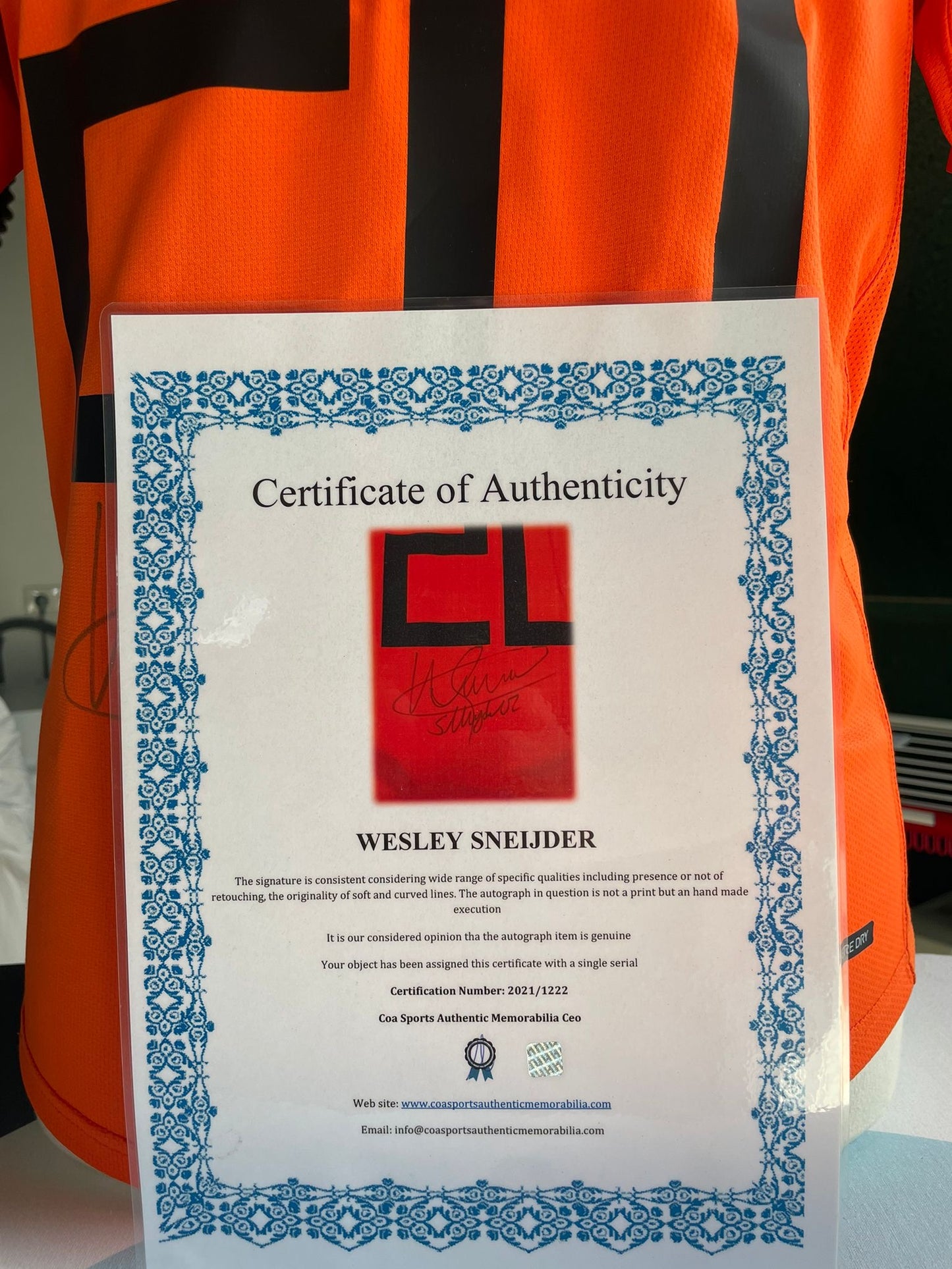 Gesigneerd Wesley Sneijder Nederlands elftal 2006-2008 shirt met echtheidscertificaat