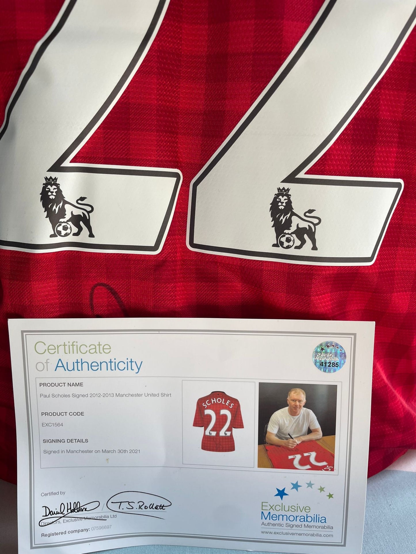Gesigneerd Paul Scholes Manchester United 2012-2013 shirt met echtheidscertificaat