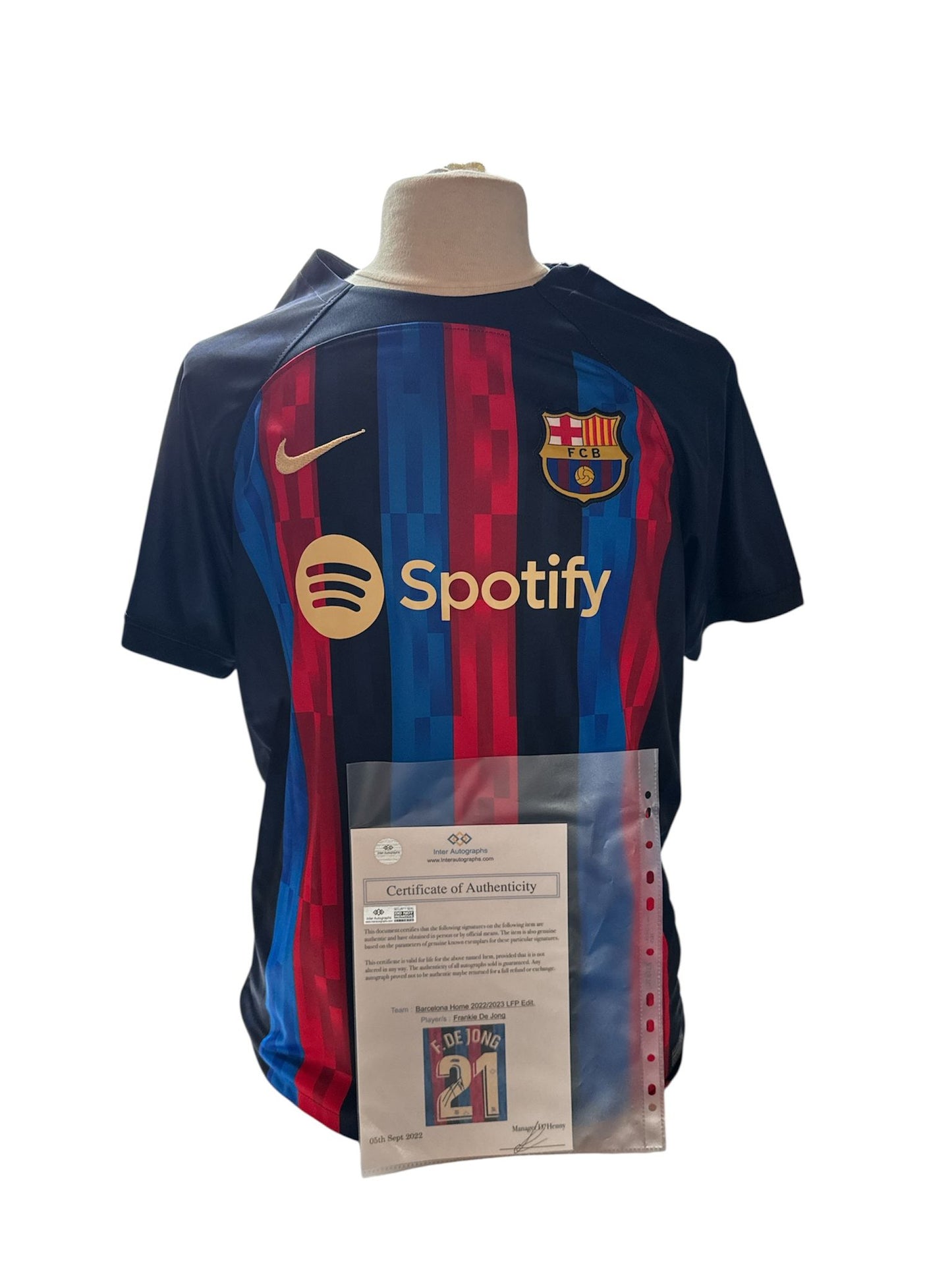 Frenkie de Jong gesigneerd FC Barcelona 2022-2023 shirt met echtheidscertificaat