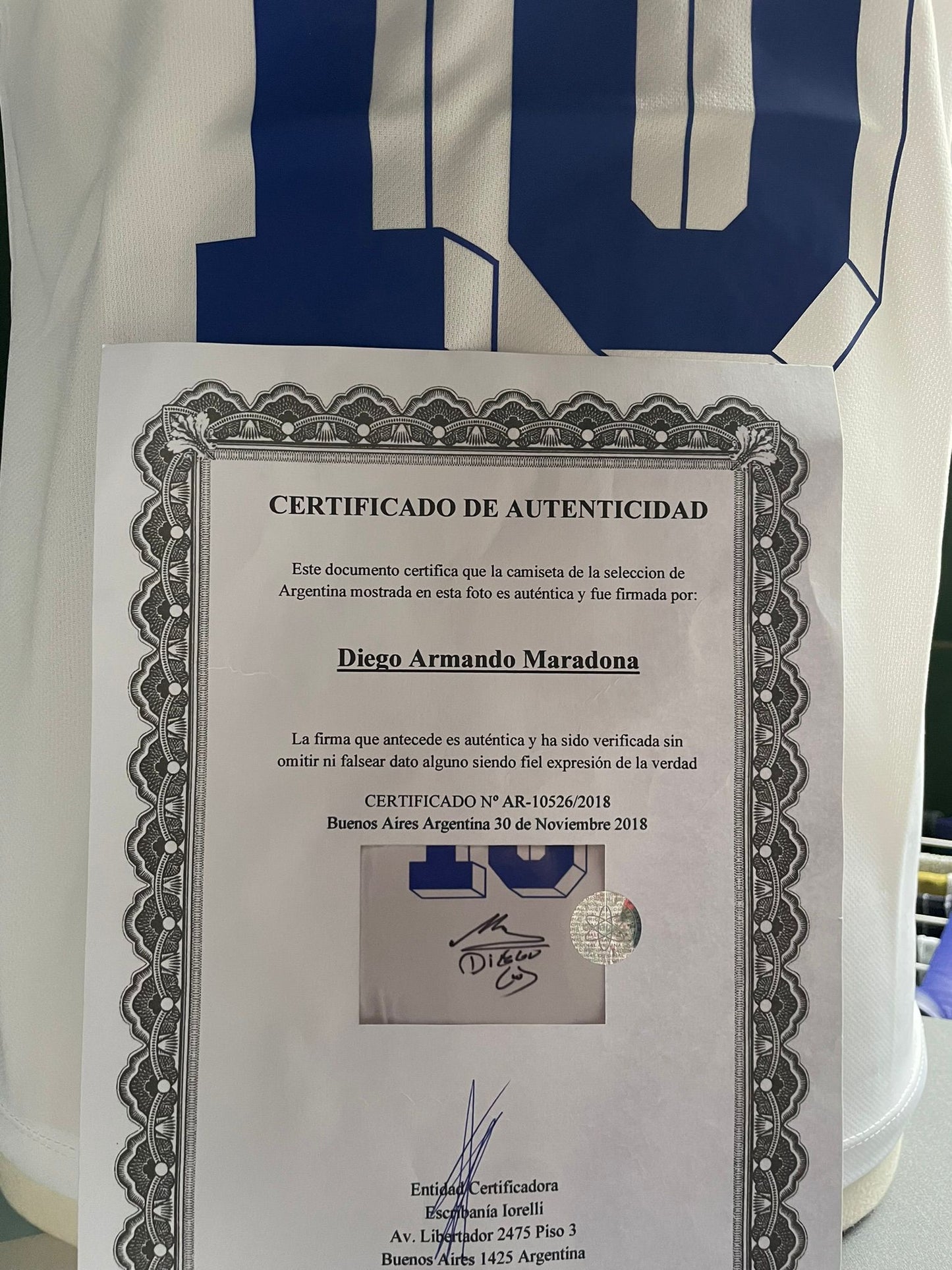 Diego Maradona gesigneerd Argentinië 1982 WK shirt met echtheidscertificaat
