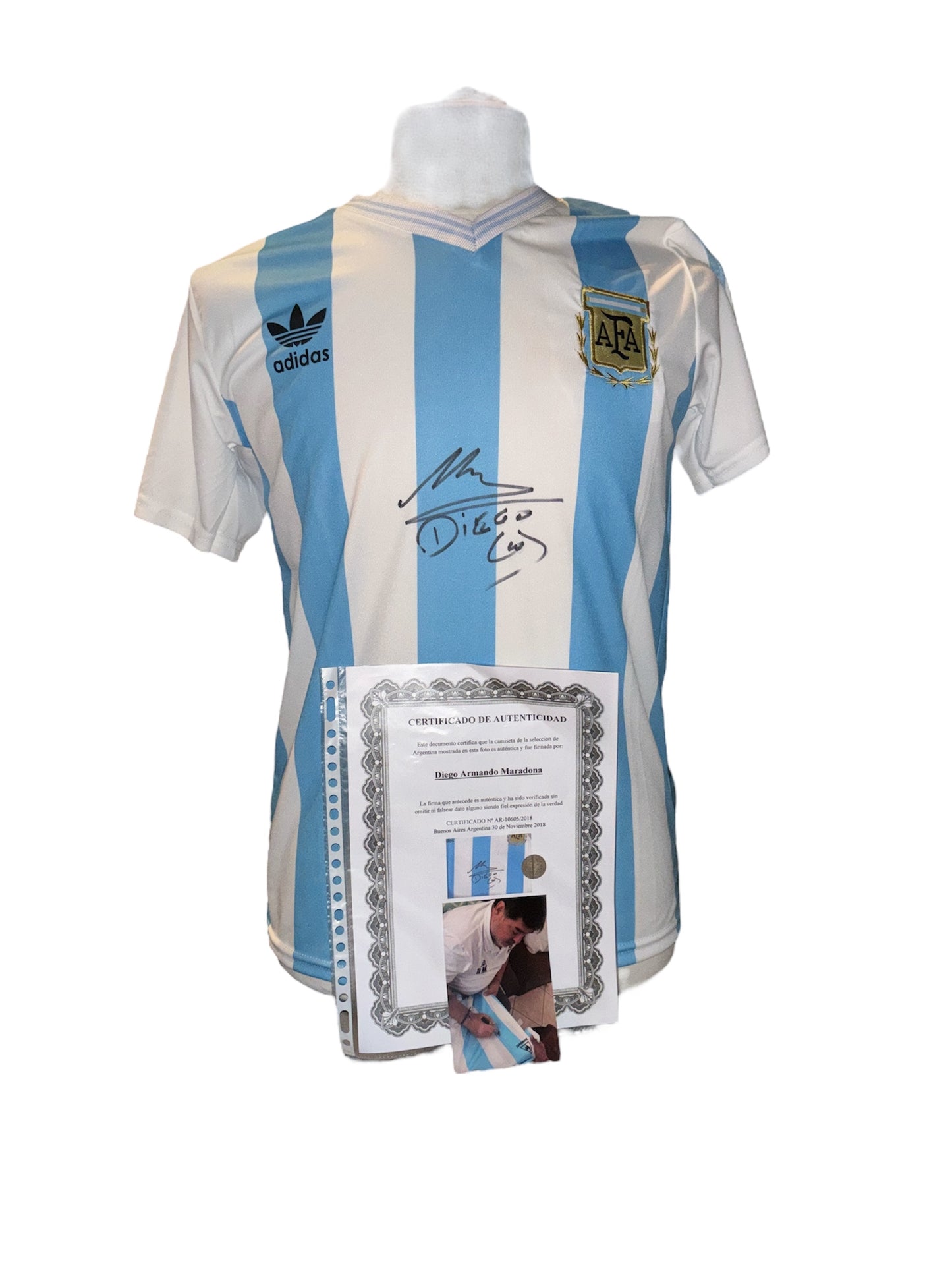 Diego Maradona gesigneerd Argentinië 1990 shirt met certificaat