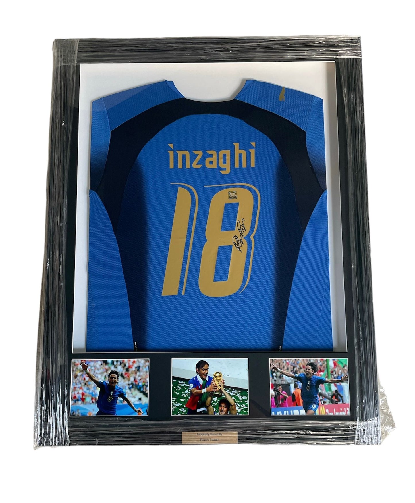 Gesigneerd en ingelijst Filippo Inzaghi Italië 2006 shirt