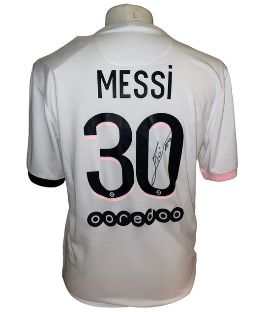 Lionel Messi gesigneerd Paris Saint Germain 2021-2022 uitshirt met certificaat