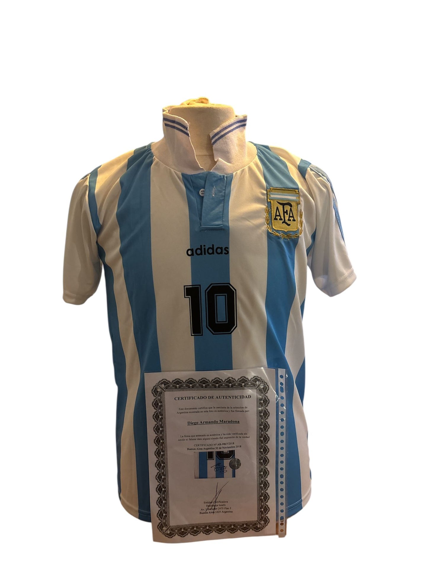 Diego Maradona gesigneerd Argentinië 1992 shirt met certificaat