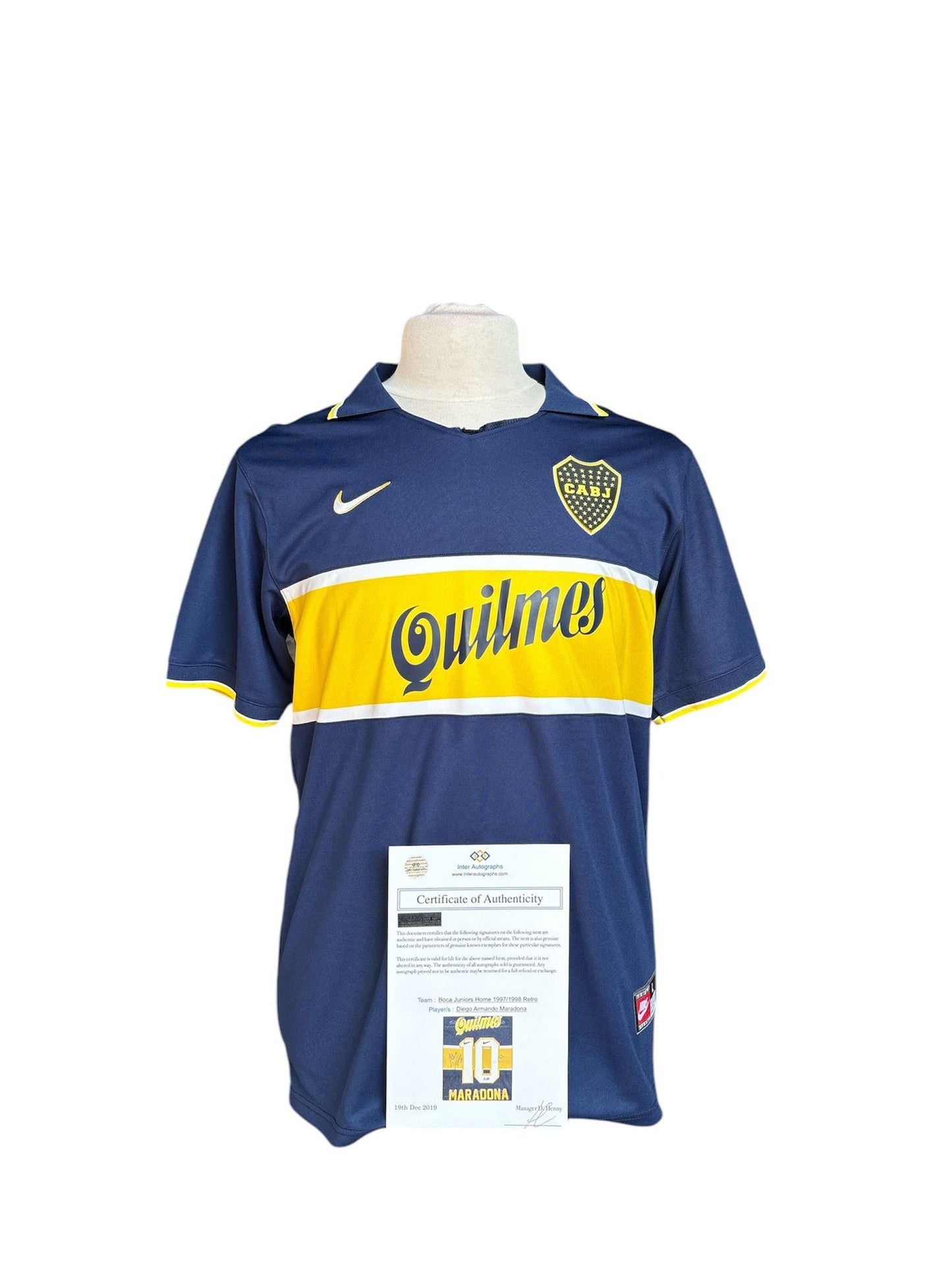 Diego Maradona gesigneerd Boca Juniors 1997-1998 shirt met echtheidscertificaat