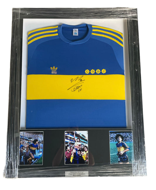 Gesigneerd en ingelijst Diego Maradona 1981-1982 Boca Juniors shirt met certificaat