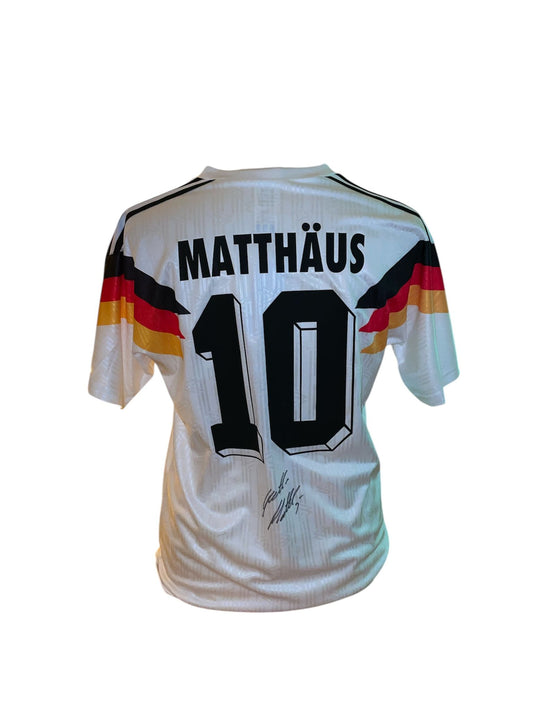 Lothar Matthäus gesigneerd Duitsland 1990 shirt met echtheidscertificaat