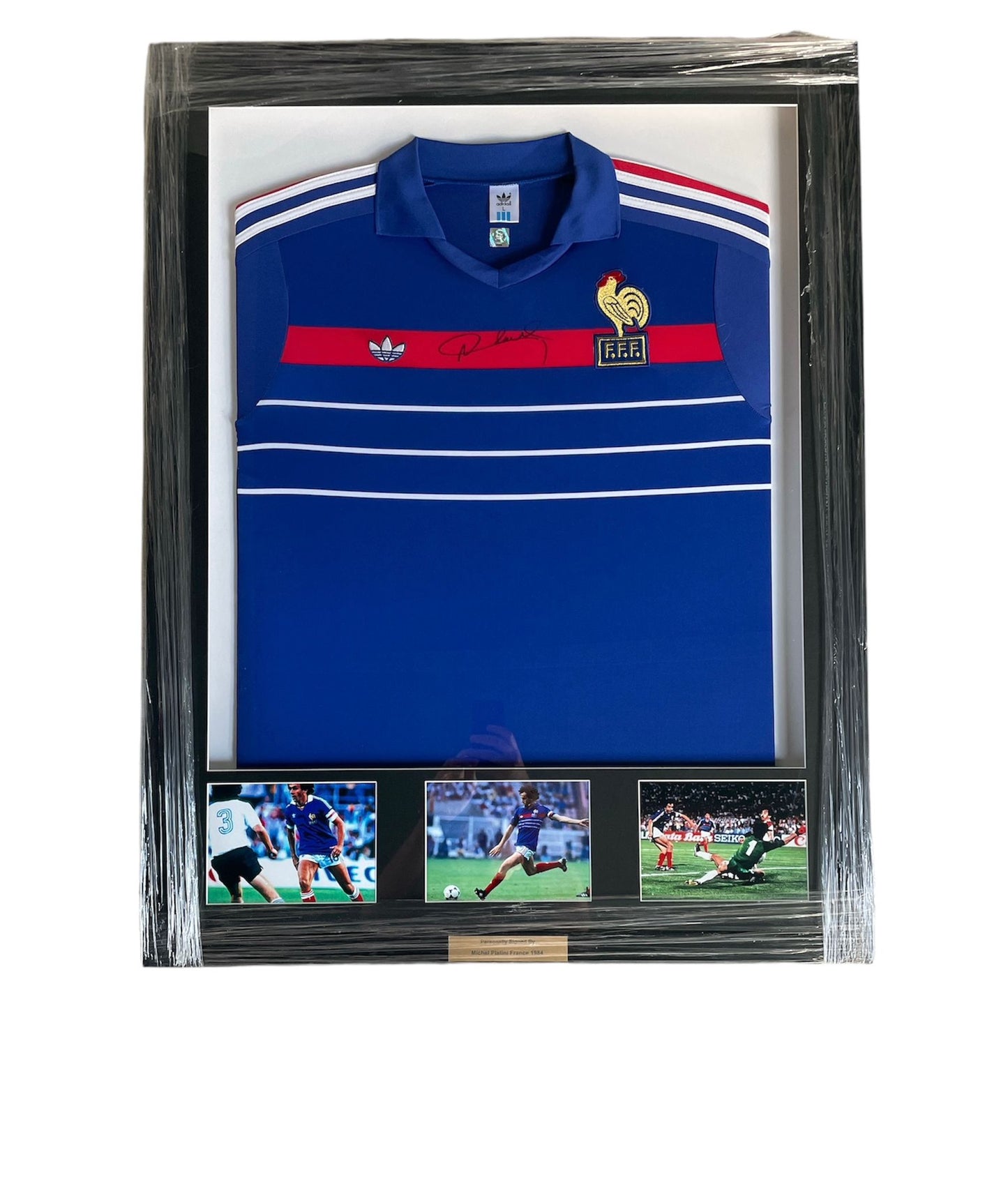 Gesigneerd en ingelijst Michel Platini Frankrijk 1984 shirt met certificaat