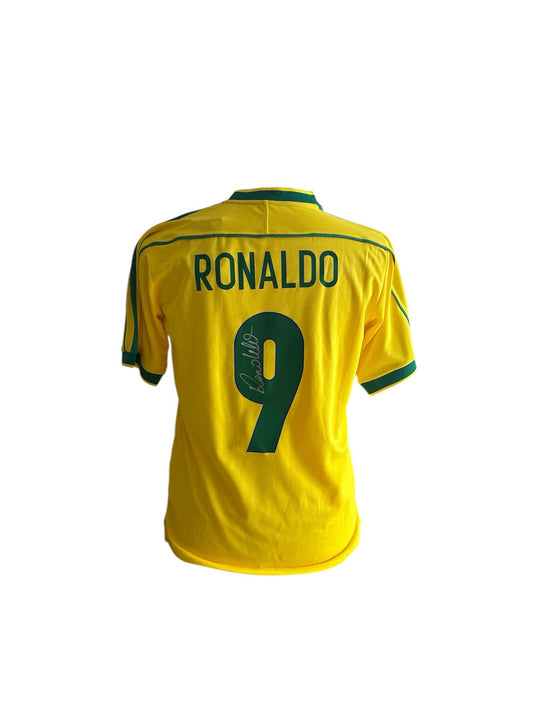 Ronaldo Lima gesigneerd Brazilië WK 1998 shirt met echtheidscertificaat