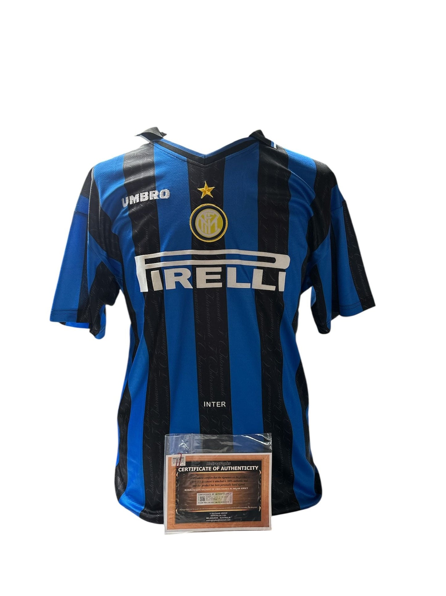 Ronaldo Lima gesigneerd Inter Milan 1998-1999 shirt met certificaat