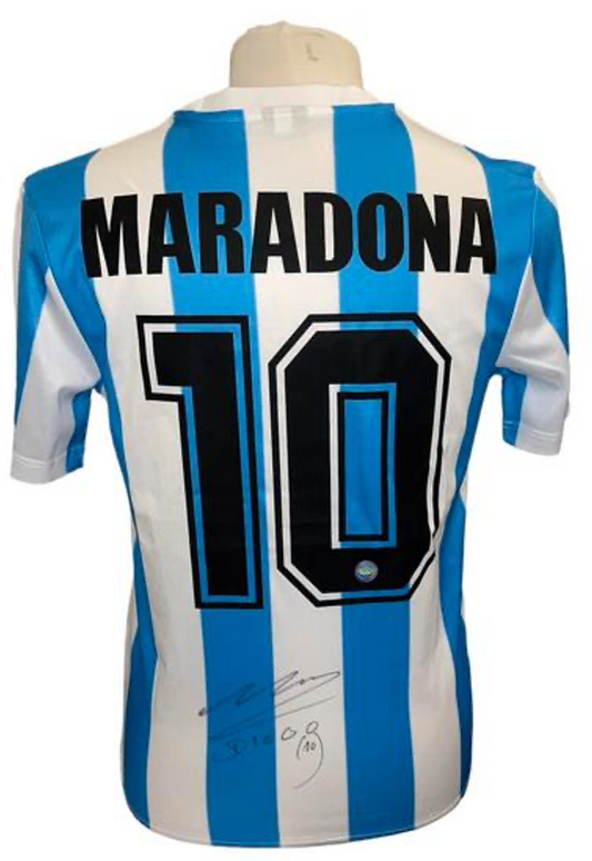 Diego Maradona gesigneerd Argentinië 1986 shirt met echtheidscertificaat