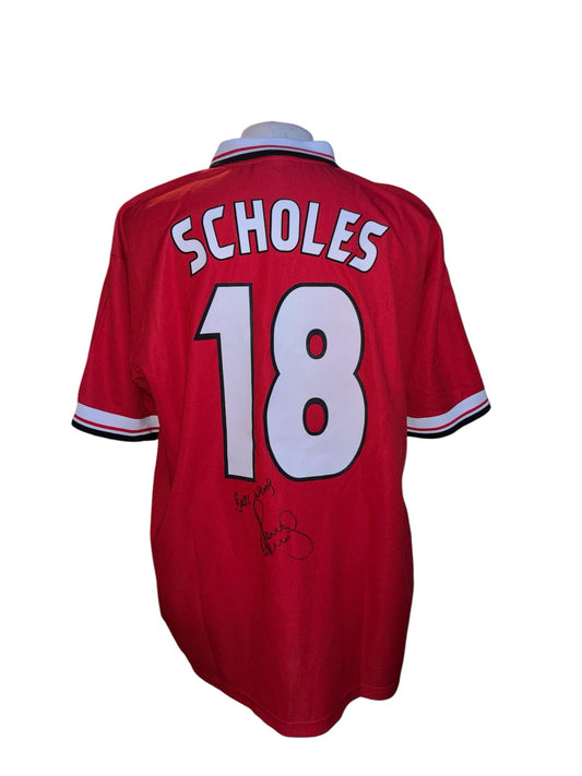 Paul Scholes gesigneerd Manchester United 1998-1999 shirt met echtheidscertificaat