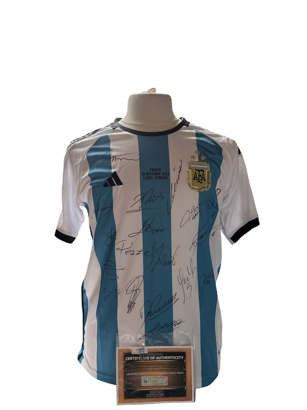 Argentinië team gesigneerd WK2022 shirt met certificaat