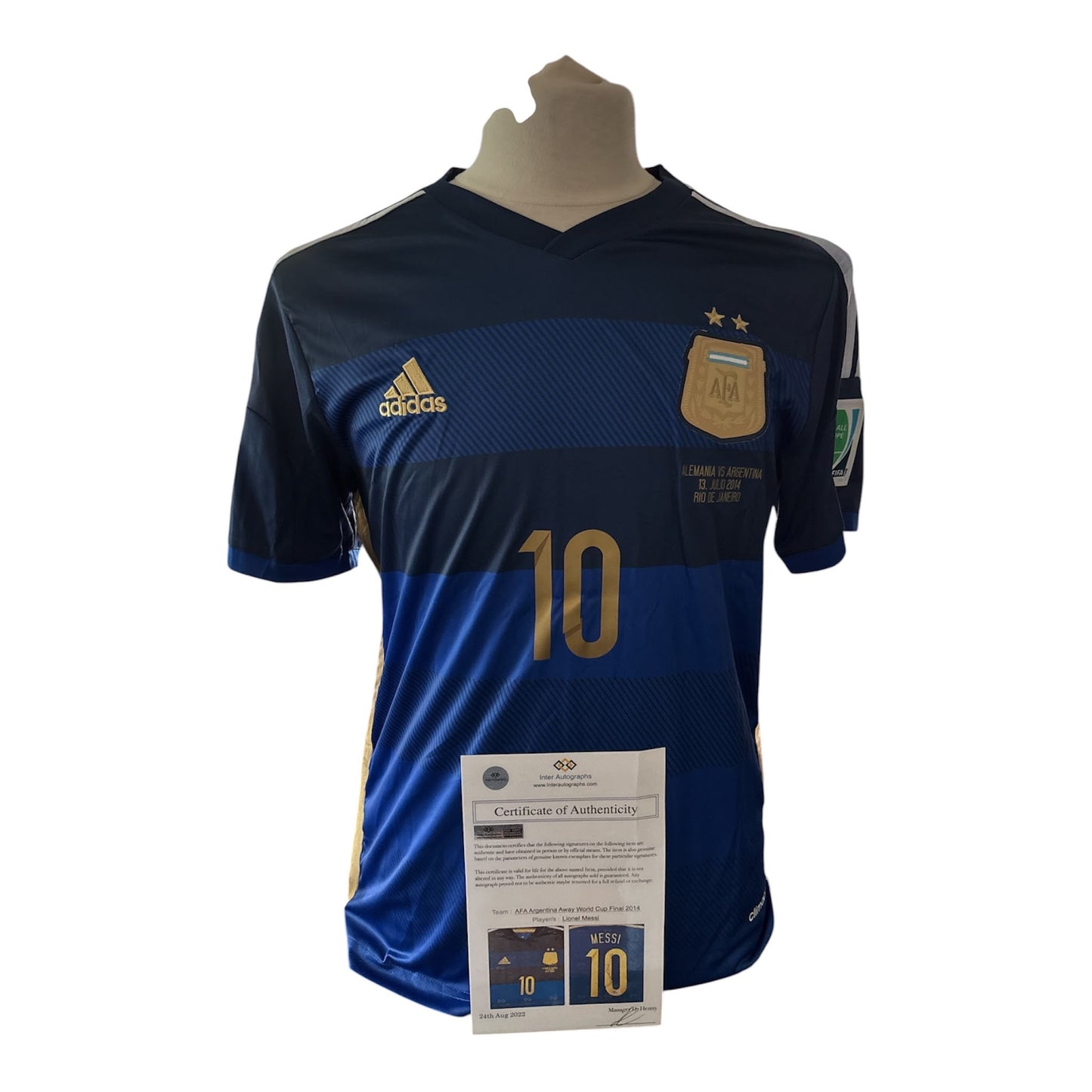 Lionel Messi gesigneerd Argentinie WK 2014 finaleshirt met echtheidscertificaat