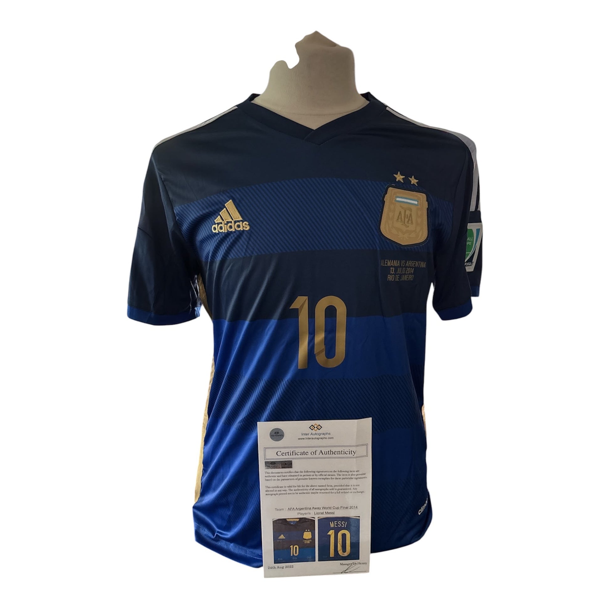 Lionel Messi gesigneerd Argentinie WK 2014 finaleshirt met echtheidscertificaat