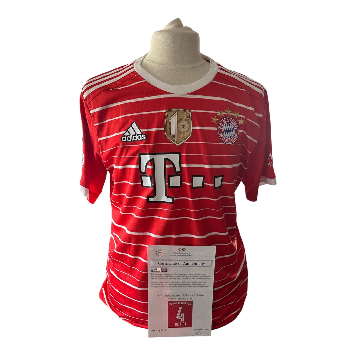 Matthijs de Ligt gesigneerd Bayern München 2022-2023 shirt met certificaat