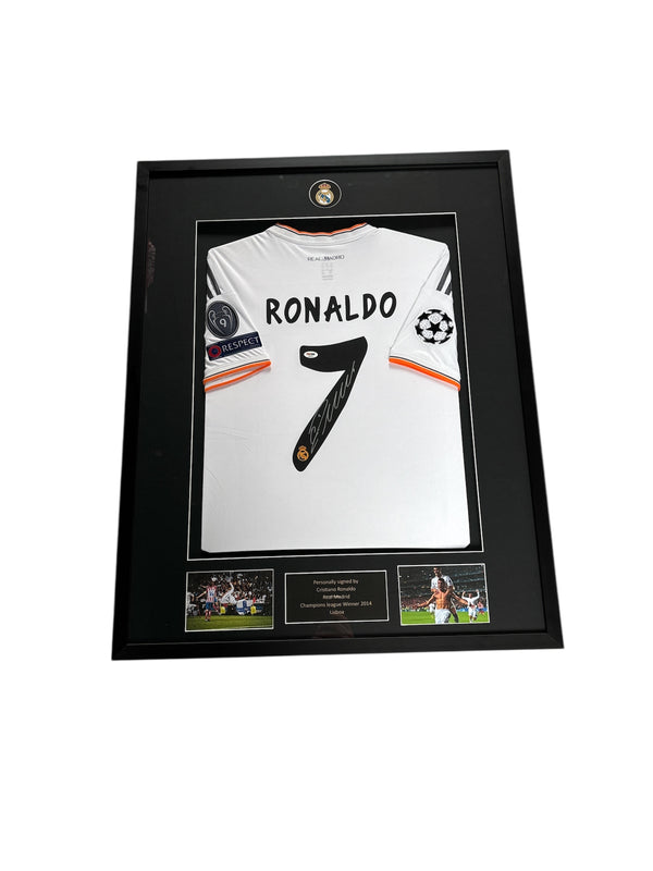 Cristiano Ronaldo gesigneerd en ingelijst Real Madrid 2013-2014 shirt met echtheidscertificaat