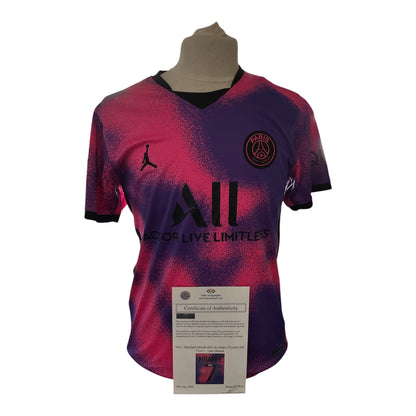 Kylian Mbappé gesigneerd PSG Air Jordan 2023-2024 uitshirt met certificaat