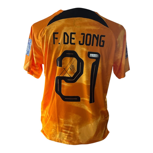 Frenkie de Jong gesigneerd Nederland WK 2022 thuisshirt met certificaat