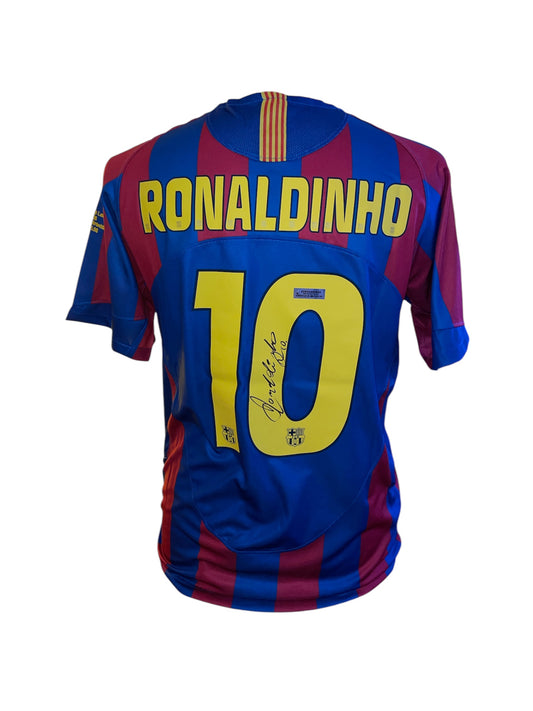 Ronaldinho gesigneerd Barcelona finale champions league 2005- 2006 shirt met echtheidscertificaat