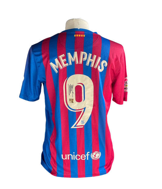 Memphis Depay signed Barcelona 2021-2022 shirt with certificate of authenticity