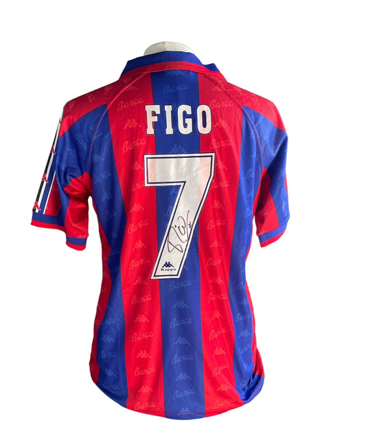 Gesigneerd Luís Figo Barcelona 1996-1997 shirt met echtheidscertificaat