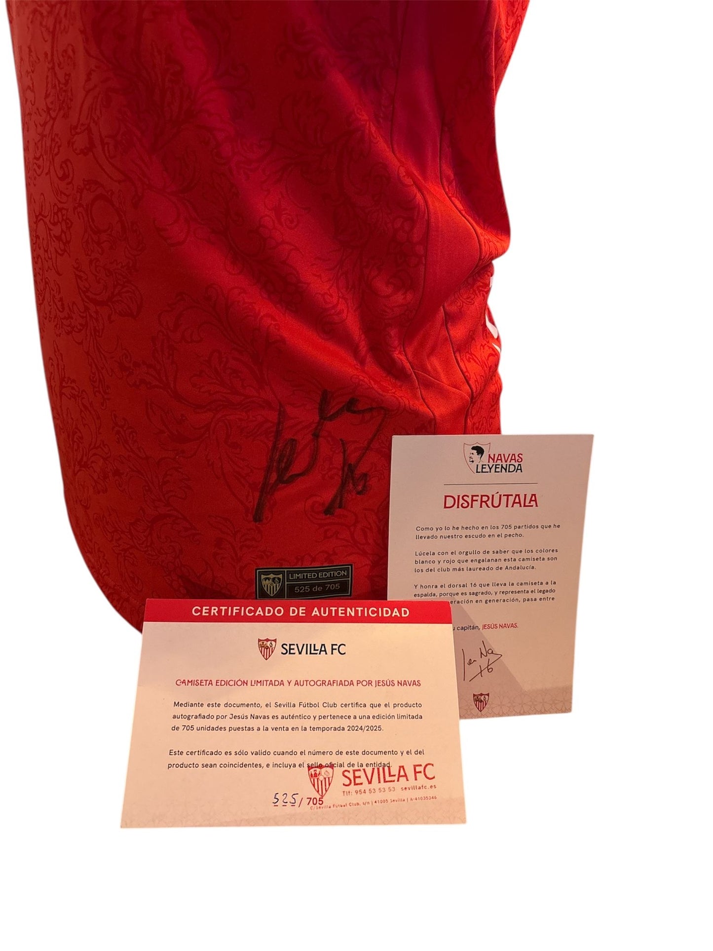 Jesús Navas Sevilla afscheidsshirt 2023-2024 met echtheidscertificaat