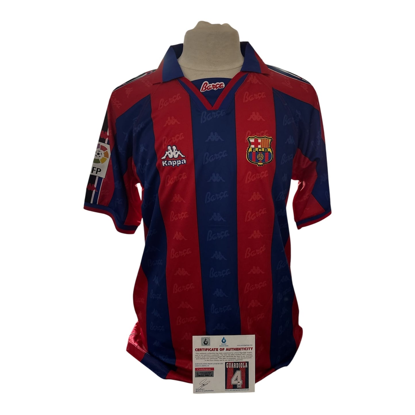 Pep Guardiola gesigneerd FC Barcelona 1996-1997 shirt met certificaat