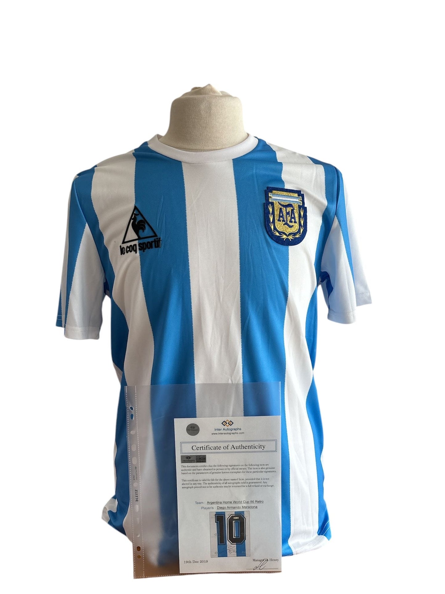 Diego Maradona gesigneerd WK 1986 Argentinië shirt