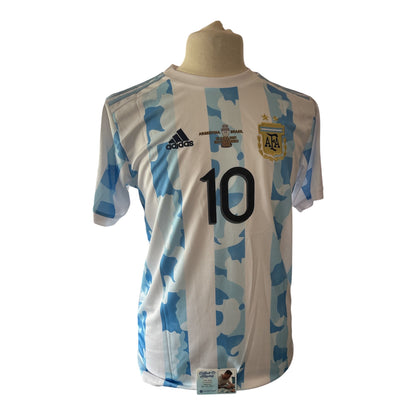 Lionel Messi gesigneerd Argentinie Copa America 2021 shirt — detailfoto