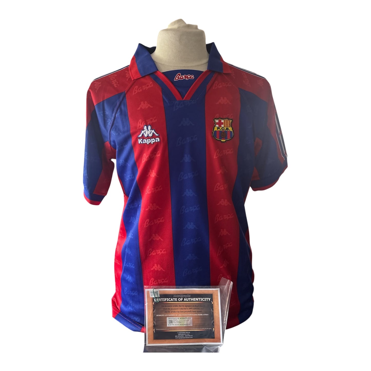 Ronaldo Nazário gesigneerd FC Barcelona 1996-1997 shirt met certificaat