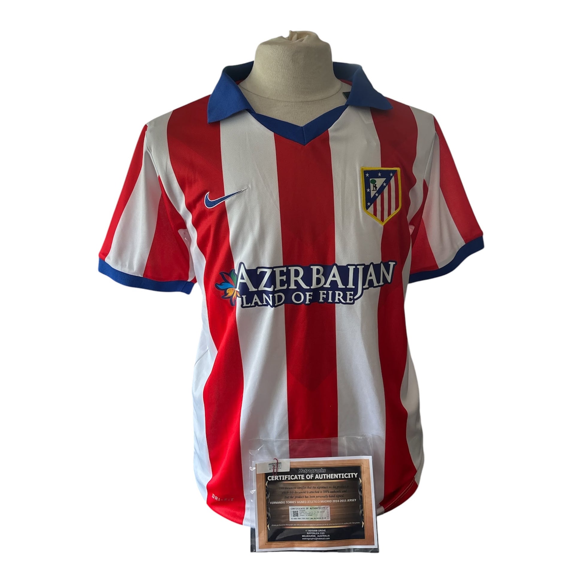Fernando Torres gesigneerd Atletico Madrid shirt 2014-2015 — detailfoto