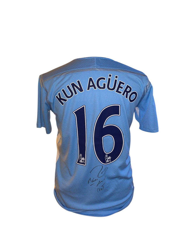 Kun Agüero gesigneerd Manchester City 11/12 shirt met certificaat.