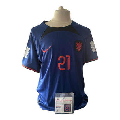 Frenkie de Jong gesigneerd Nederland WK 2022 uitshirt met certificaat