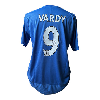 Jamie Vardy gesigneerd Leicester City 2015-2016 shirt met fotobewijs