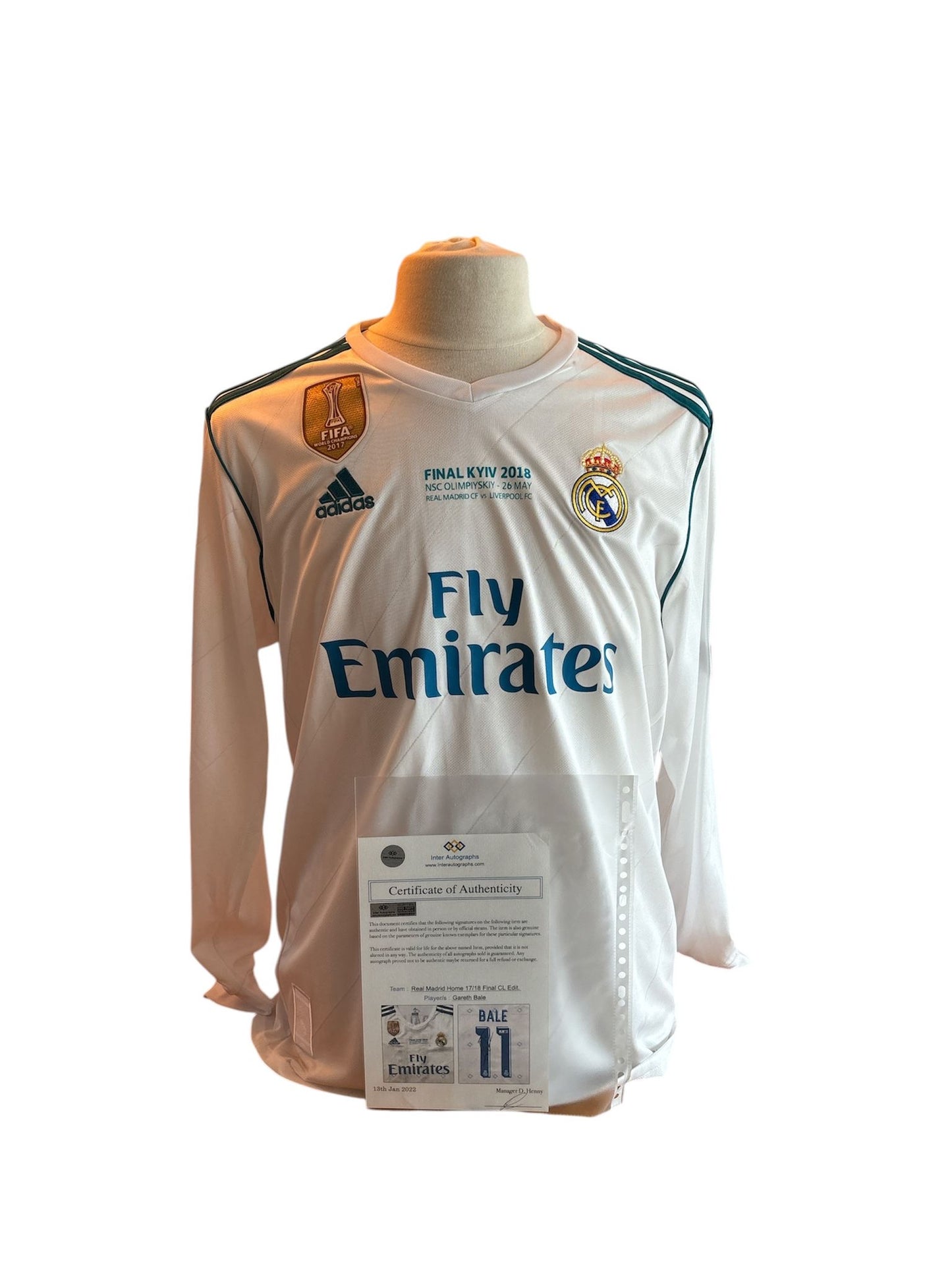 Gareth Bale signed Real Madrid 2017-2018 Champions League long sleeve shirt