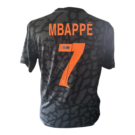 Kylian Mbappé gesigneerd Paris Saint-Germain 2022-2023 uitshirt met certificaat