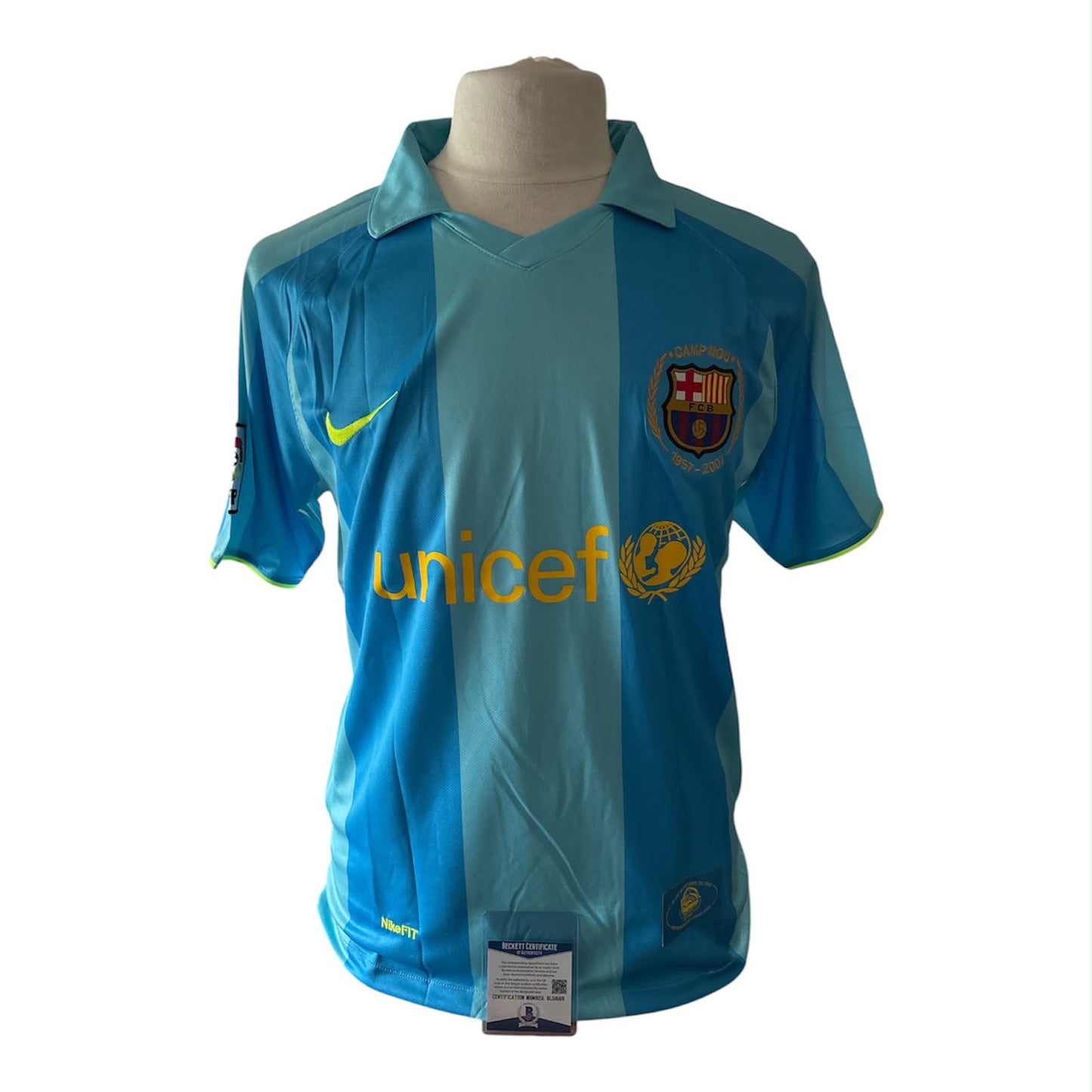 Ronaldinho gesigneerd FC Barcelona 2007-2008 Camp Nou 50 jaar uitshirt (blauw) met certificaat