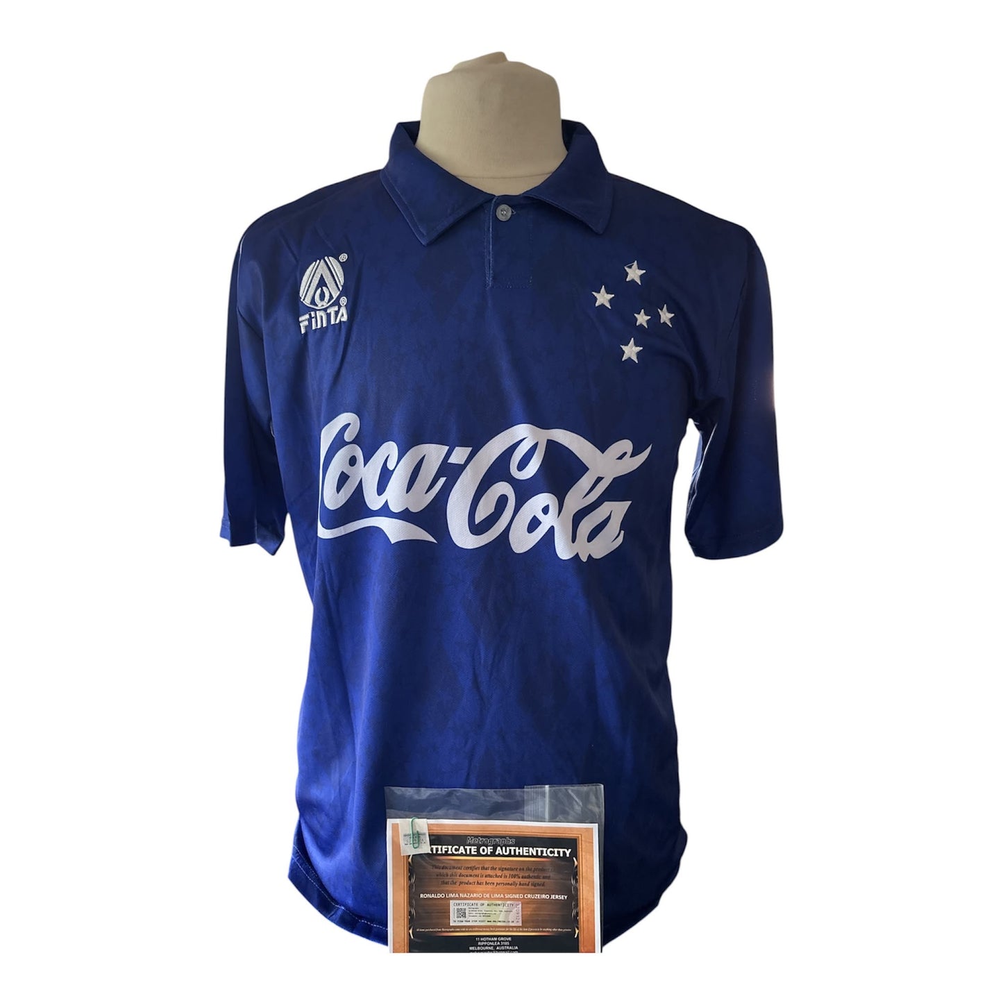 Ronaldo Nazário gesigneerd Cruzeiro shirt met certificaat