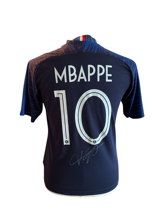 Kylian Mbappé gesigneerd WK 2018 Frankrijk shirt