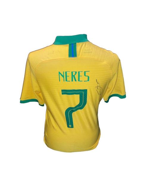 David Neres gesigneerd Brazilië 2019 shirt met certificaat