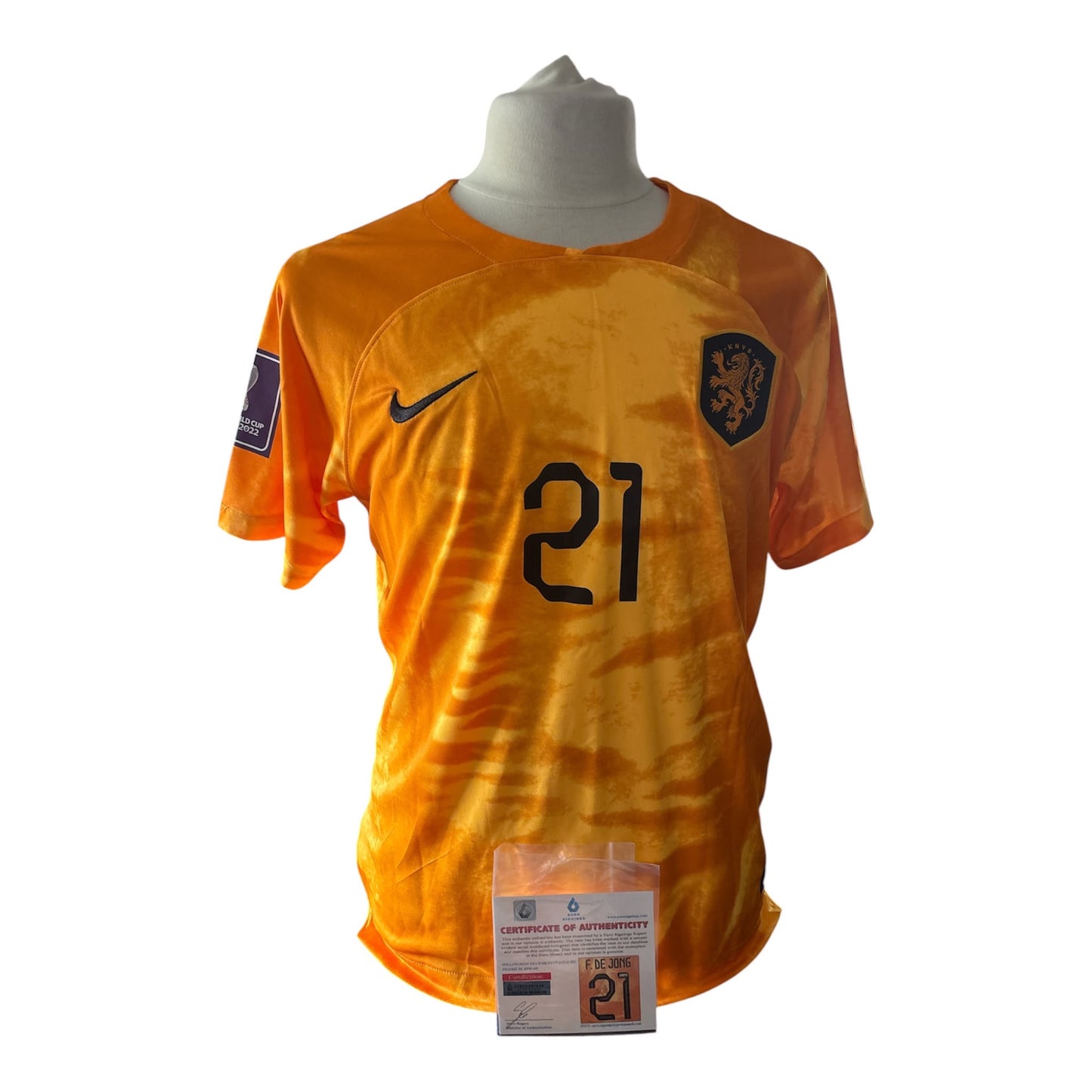 Frenkie de Jong gesigneerd Nederland WK 2022 thuisshirt met certificaat